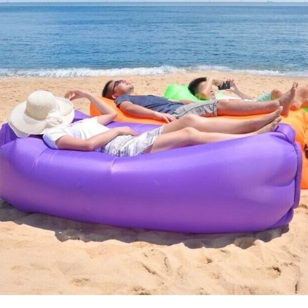 Lazy Beach Inflatable Air Lounger Sofa Purple Portable Wind Filled Seat Bag 6'
